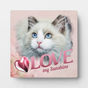 Plaque Photo Pet Love Photo Display Pink, Heart & Love - Square