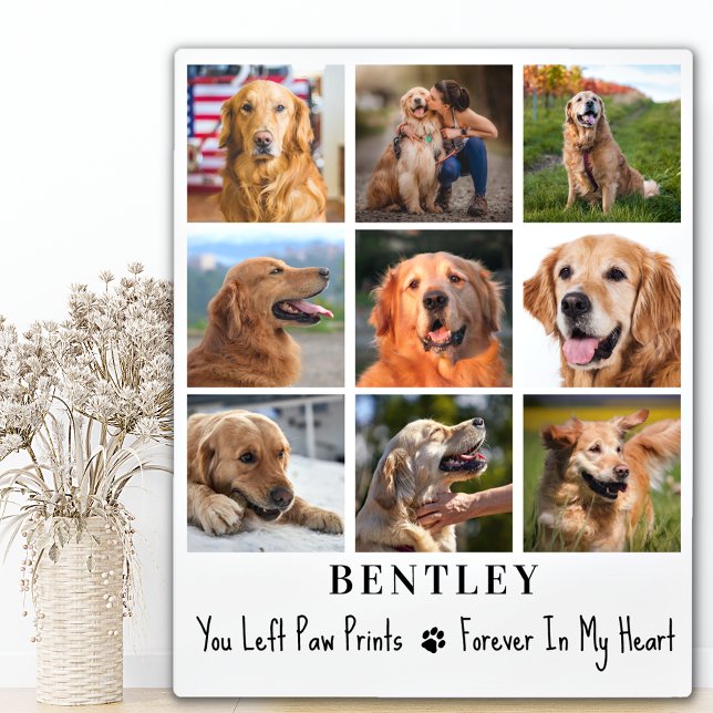 Plaque Photo Pet Memorial Personnalisé 9 Photo Collage Chien (Créateur téléchargé)