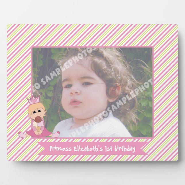 Plaque Photo Petite princesse et couronne filles 1er anniversai (Devant)