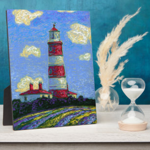 Plaque Photo Phare Pastel et champs de lavande