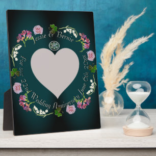Plaque Photo Photo Custom Floral Heart Anniversaire Mariage