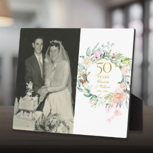 Plaque Photo Photo de 50e anniversaire de mariage floral Roses 
