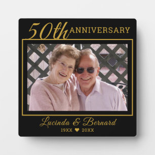Plaque Photo Photo de 50e anniversaire de mariage noir et or