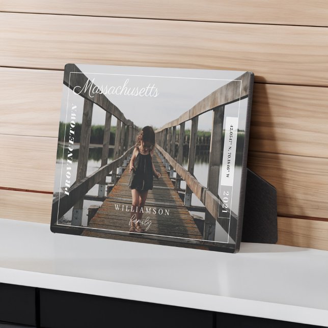 Plaque Photo Photo de famille Moderne Editorial Voyage Keepsaké (Family Photo Modern Editorial Travel Keepsake Plaque)