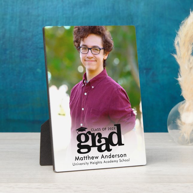 Plaque Photo Photo de Graduation blanche Typographie noire Mini (Créateur téléchargé)