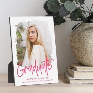 Plaque Photo Photo de Graduation du script rose chaud Preppy