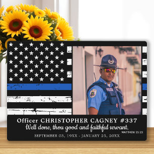 Plaque Photo Photo de l'officier de police Memorial Mince Blue 