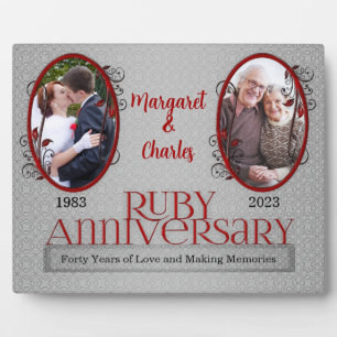 Plaque Photo Photo de mariage 8x10 Ruby pour 40e anniversaire d