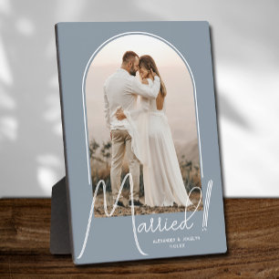 Plaque Photo Photo de mariage Elegant Arch Bleu Poussiéreux