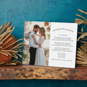 Plaque Photo Photo de mariage Paroles de chanson moderne