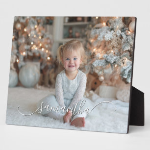 Plaque Photo Photo de vacances avec signature courbe chic