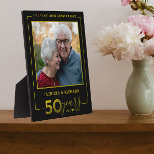 Plaque Photo Photo du 50e anniversaire des parents noirs et or