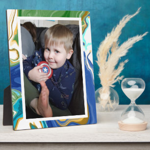Plaque Photo Photo en marbre bleu vert Faux