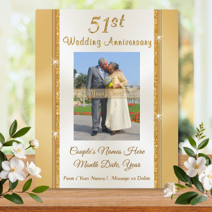 Plaque Photo Photo et cadeau personnalisé du 51e anniversaire