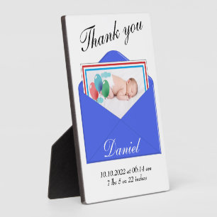 Plaque Photo photo Merci Faire-part de naissance