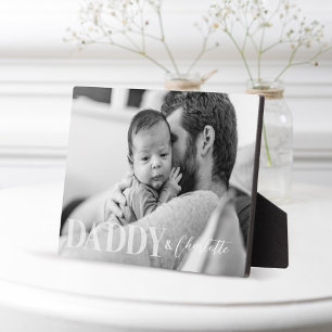 Plaque Photo Photo moderne Black White Personnalisée Papa & Bab