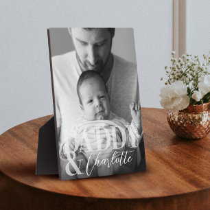 Plaque Photo Photo moderne Black White Personnalisée Papa & Bab