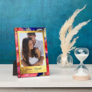 Plaque Photo Photo Simple Mariage Or Rouge