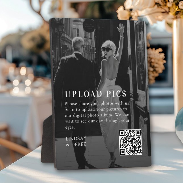 Plaque Photo PICS HAPPEN!QR Code Bold Wedding Photo Gallery (PICS HAPPEN!QR Code Bold Trending Wedding Plaque)