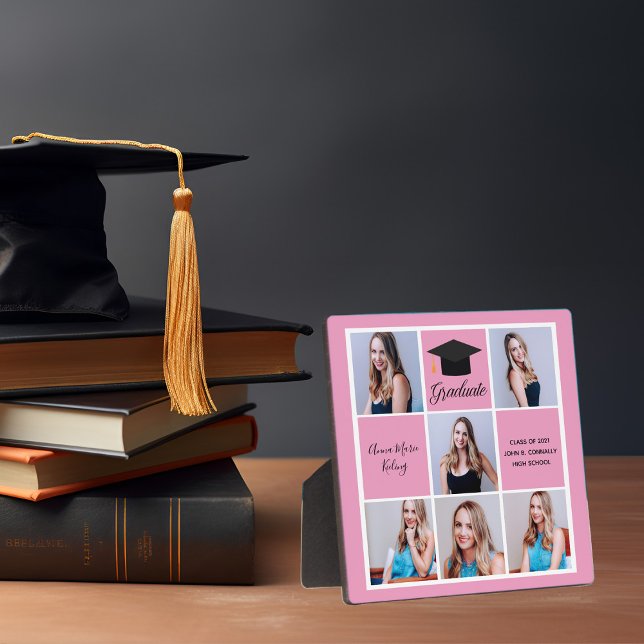 Plaque Photo Pink Graduate Photo Collage mignon Graduation (Créateur téléchargé)