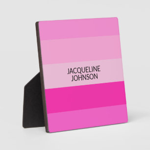 Plaque Photo Pink Stripes Modern & Feminum Nom du monogramme