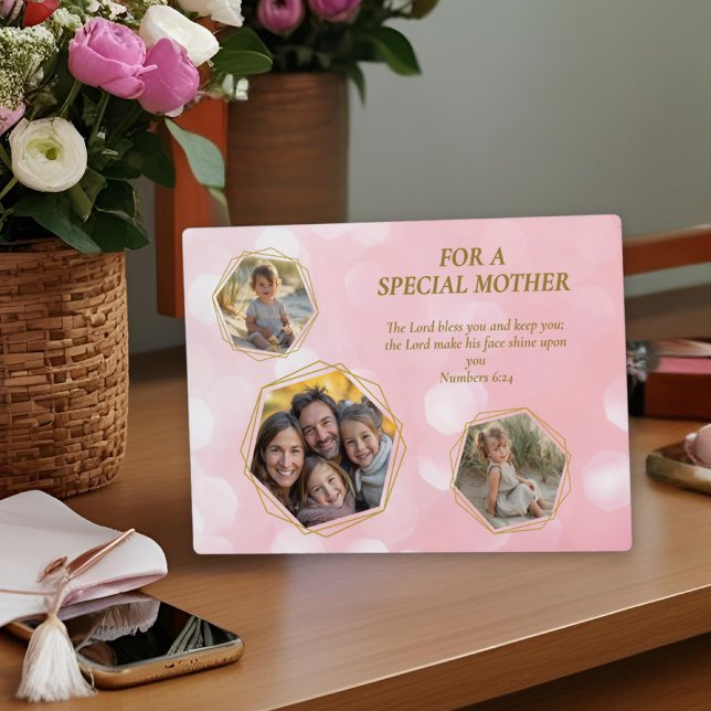 Plaque Photo Pink Trois Photos Écritures spéciales Fête des mèr (Créateur téléchargé)