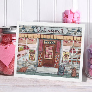 Plaque Photo Pizza Shop de Saint Valentin Aquarelle