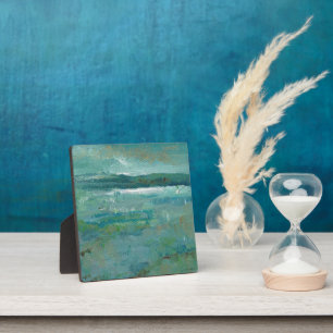 Plaque Photo Plage Abstraite Art Côtier Blues Teals