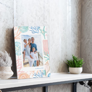 Plaque Photo Plage de Noël de la côte Aquarelle de coquillage P