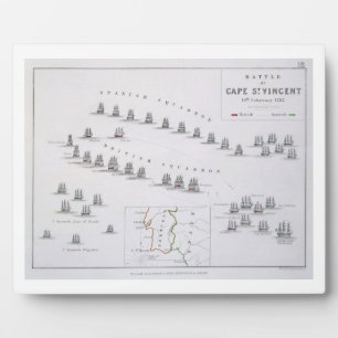 Plaque Photo Plan de la bataille du cap Saint-Vincent, le 14 fé