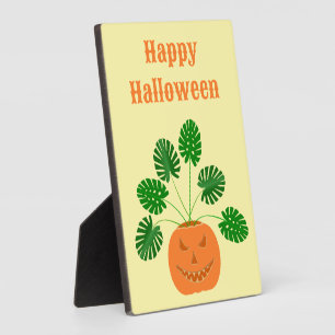 Plaque Photo Plante Halloween Monstera en Citrouille personnali