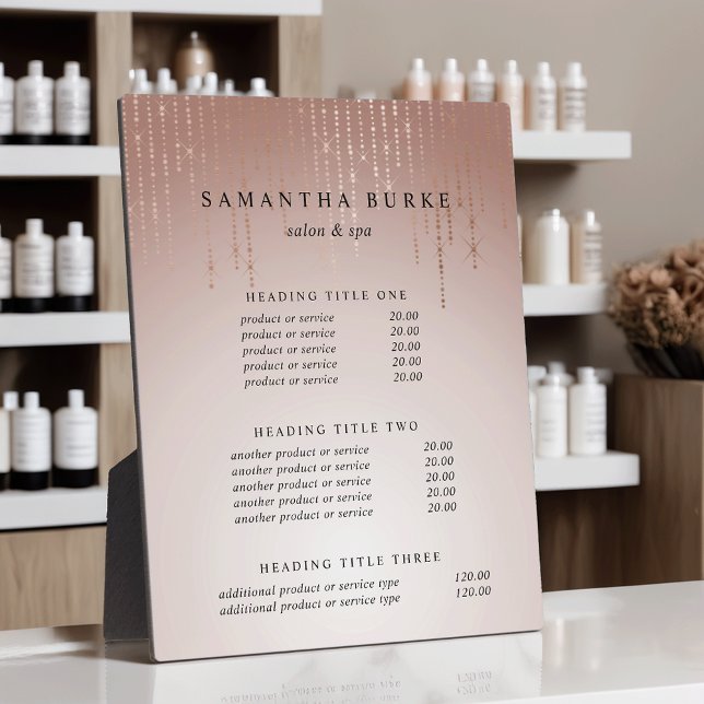 Plaque Photo Pluie | Affichage des prix et des services (Créateur téléchargé)