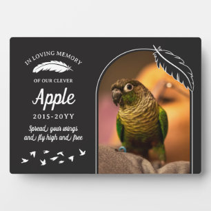 Plaque Photo Plumes noires mates En mémoire affectueuse Oiseau