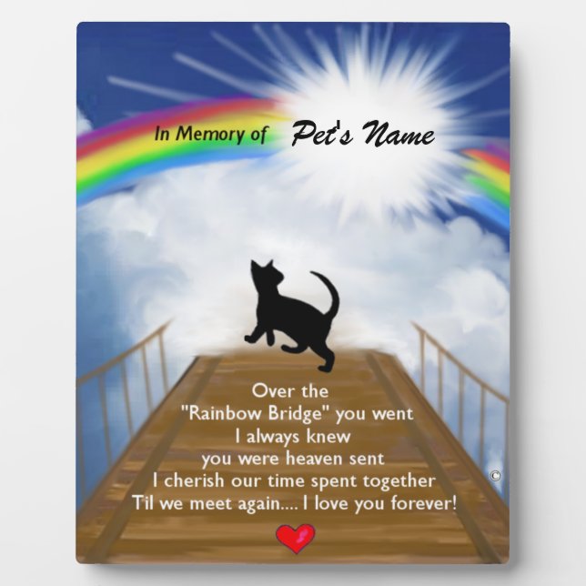 Plaque Photo Poème commémoratif de Rainbow Bridge pour chats (Devant)