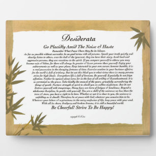 Plaque Photo Poème Desiderata sur bambou