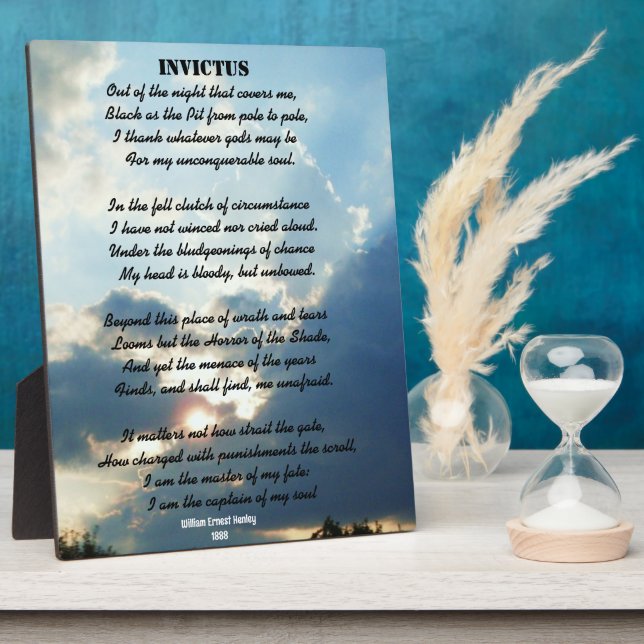 Plaque Photo poème INVICTUS (Côté)