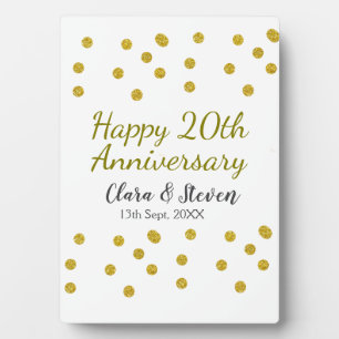 Plaque Photo Points dorés scintillent joyeux 20e anniversaire d