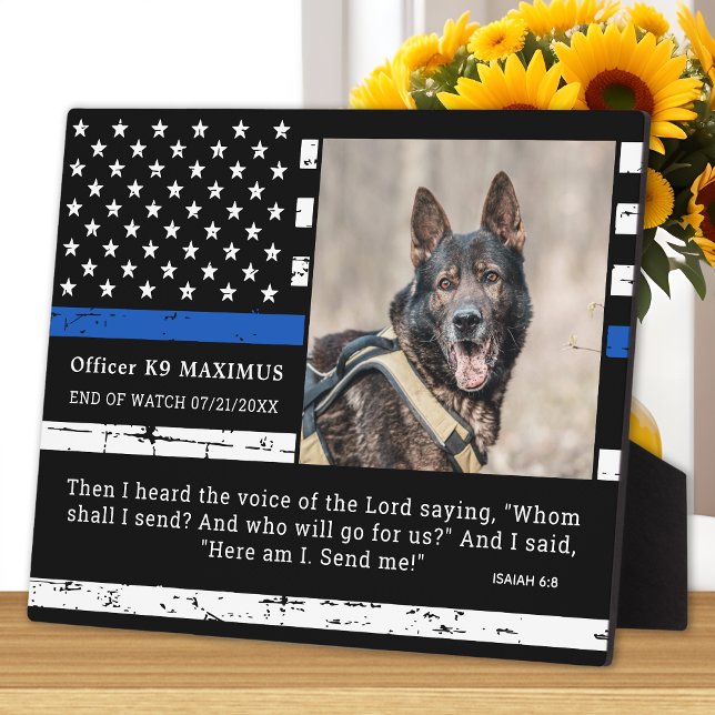 Plaque Photo Police Chien mince Ligne bleue Officier K9 Memoria (Créateur téléchargé)