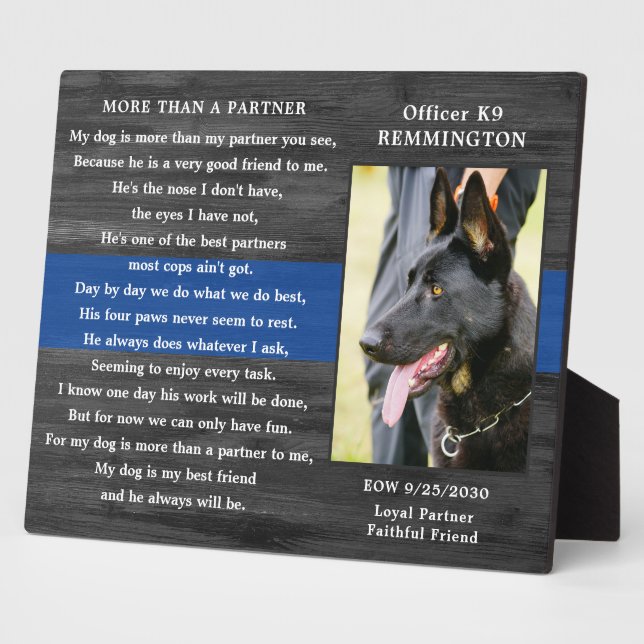 Plaque Photo Police Dog Memorial FallOfficer Police K9 Photo (Côté)