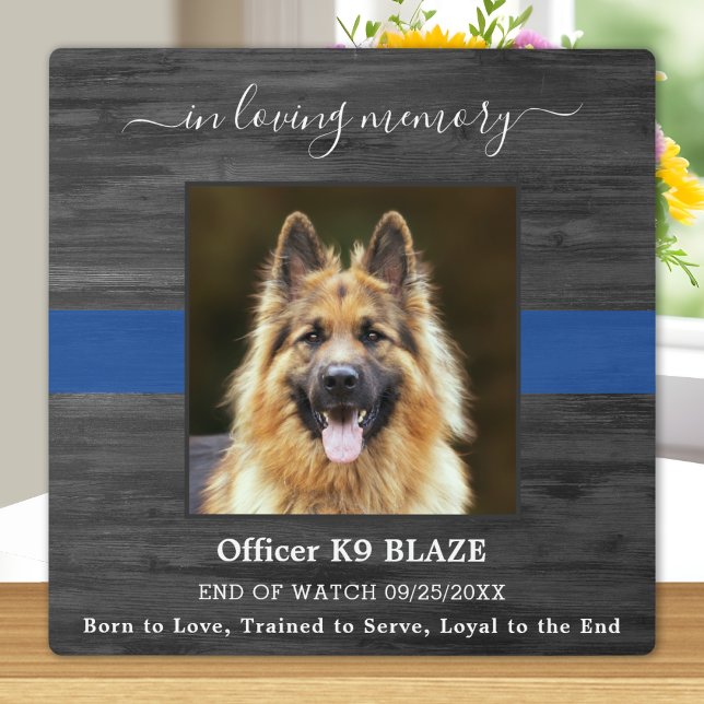 Plaque Photo Police Dog Memorial K9 Officier En Mémoire Amoureu (Créateur téléchargé)
