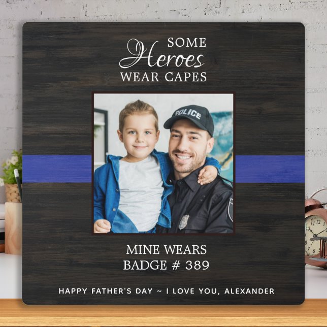 Plaque Photo Police Officier Hero Papa Fête des pères Photo (Créateur téléchargé)