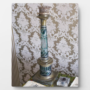 Plaque Photo Porte-bougie en verre bleu vintage