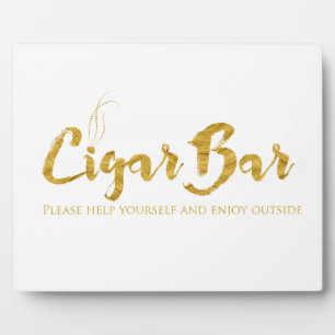 Plaque Photo Porte-cigare Bar Signe Chevalet - Blanc et Or