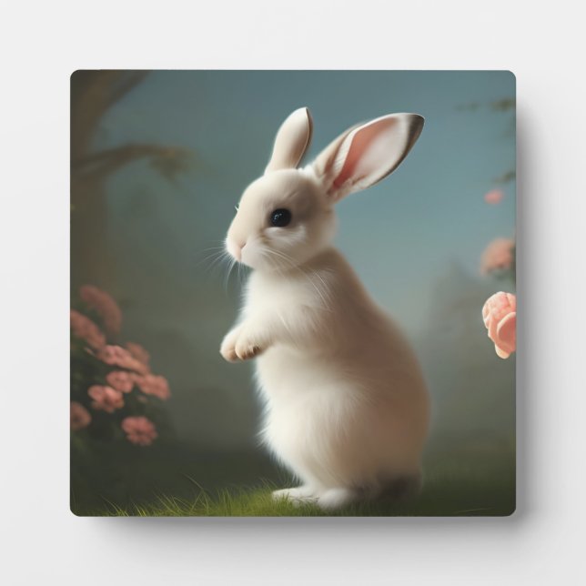 Plaque Photo Portrait de lapin mignon (Devant)