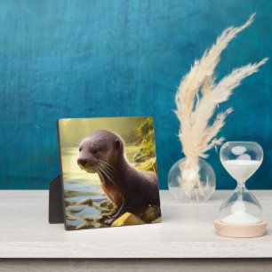 Plaque Photo Portrait de loutre bébé sur table