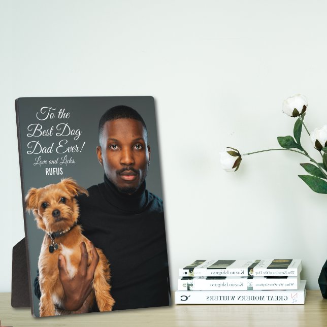 Plaque Photo Pour le meilleur papa de chien jamais photo person (Créateur téléchargé)