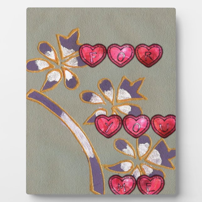 Plaque Photo Pour Vous De Moi : Beau Coeurs Floraux Design (Devant)