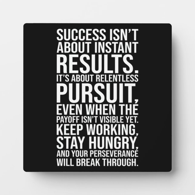 Plaque Photo Poursuite sans relâche - Motivation du succès (Devant)