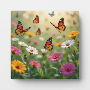 Plaque Photo Prairie papillon motif sans couture Fleurs vives