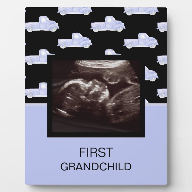 Plaque Photo Premier Grand-Enfant Bleu Ultrasound Grand-Parent  (Devant)